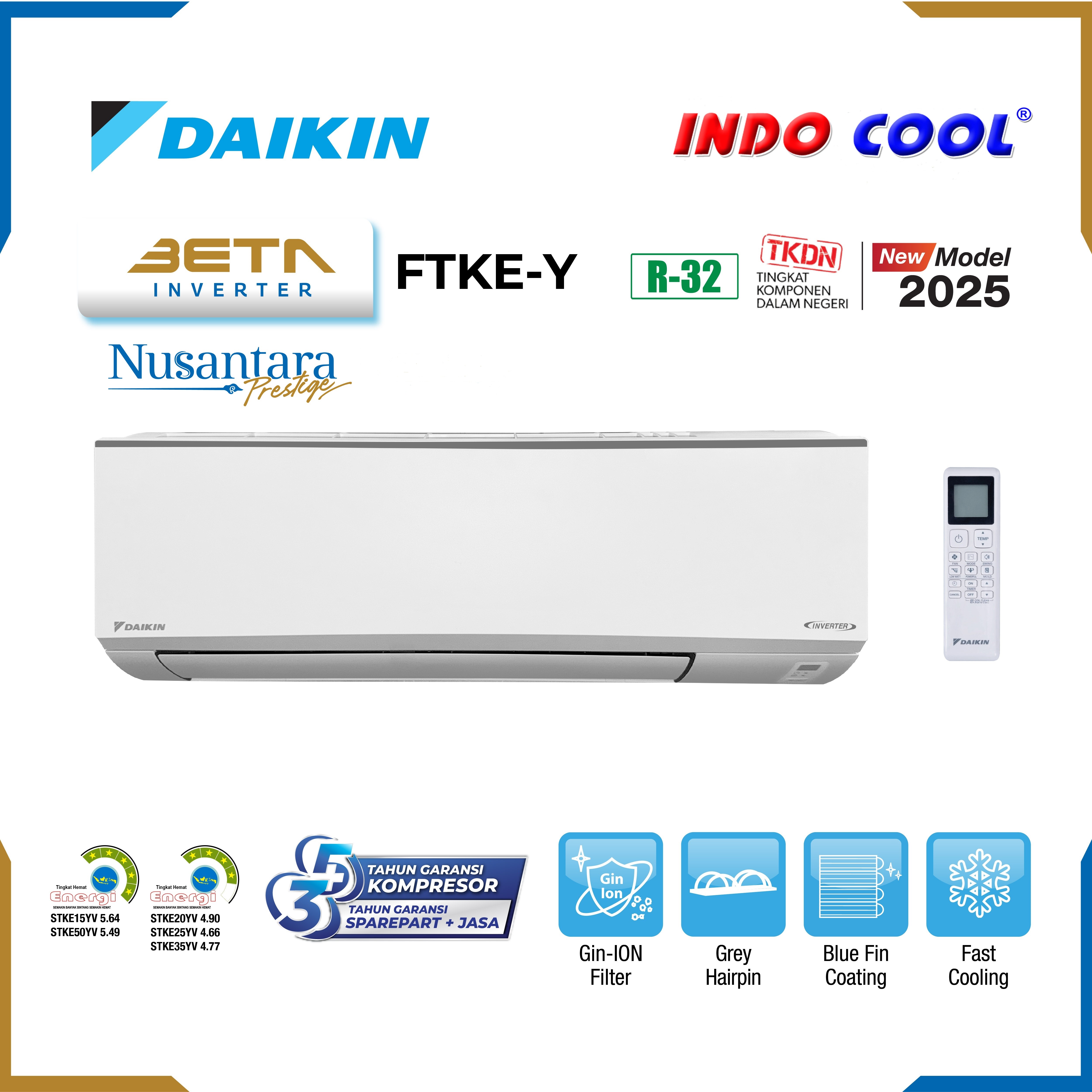 AC DAIKIN BETA INVERTER 1,5PK FTKE35 Nusantara Prestige